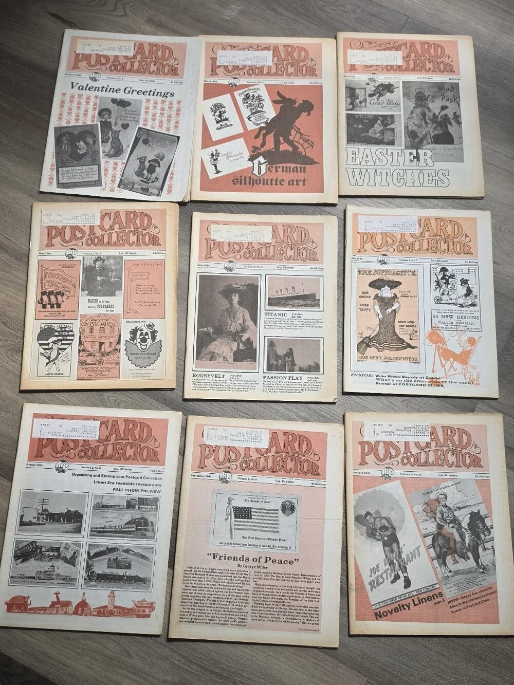 Vintage Postcard Collector Magazine Lot of 9 Issues 1984 Titanic Suffragette